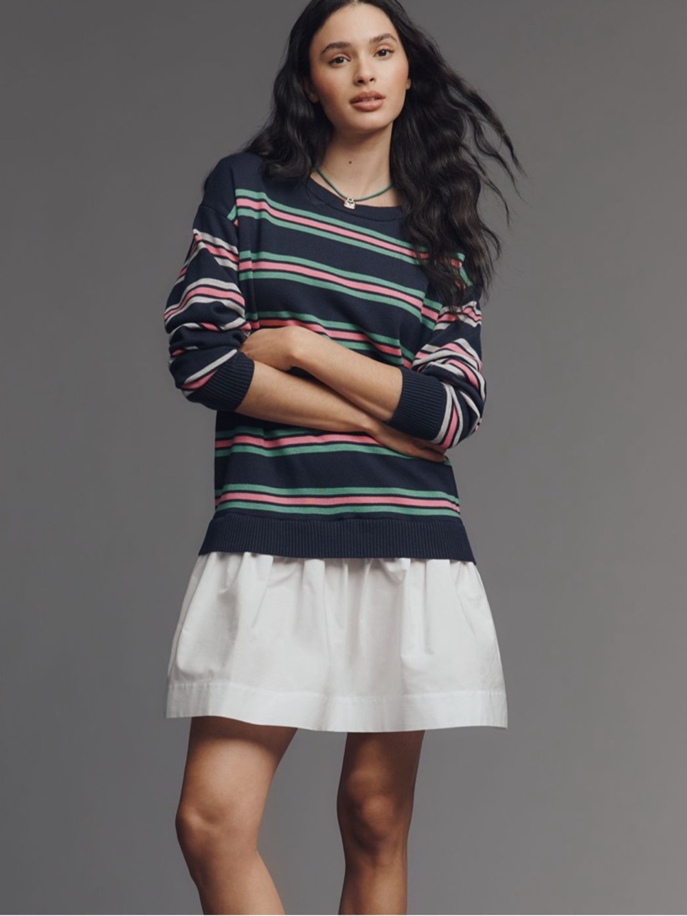 MAEVE Twofer Long-Sleeve Drop-Waist Mini Dress - size M - NWT!!